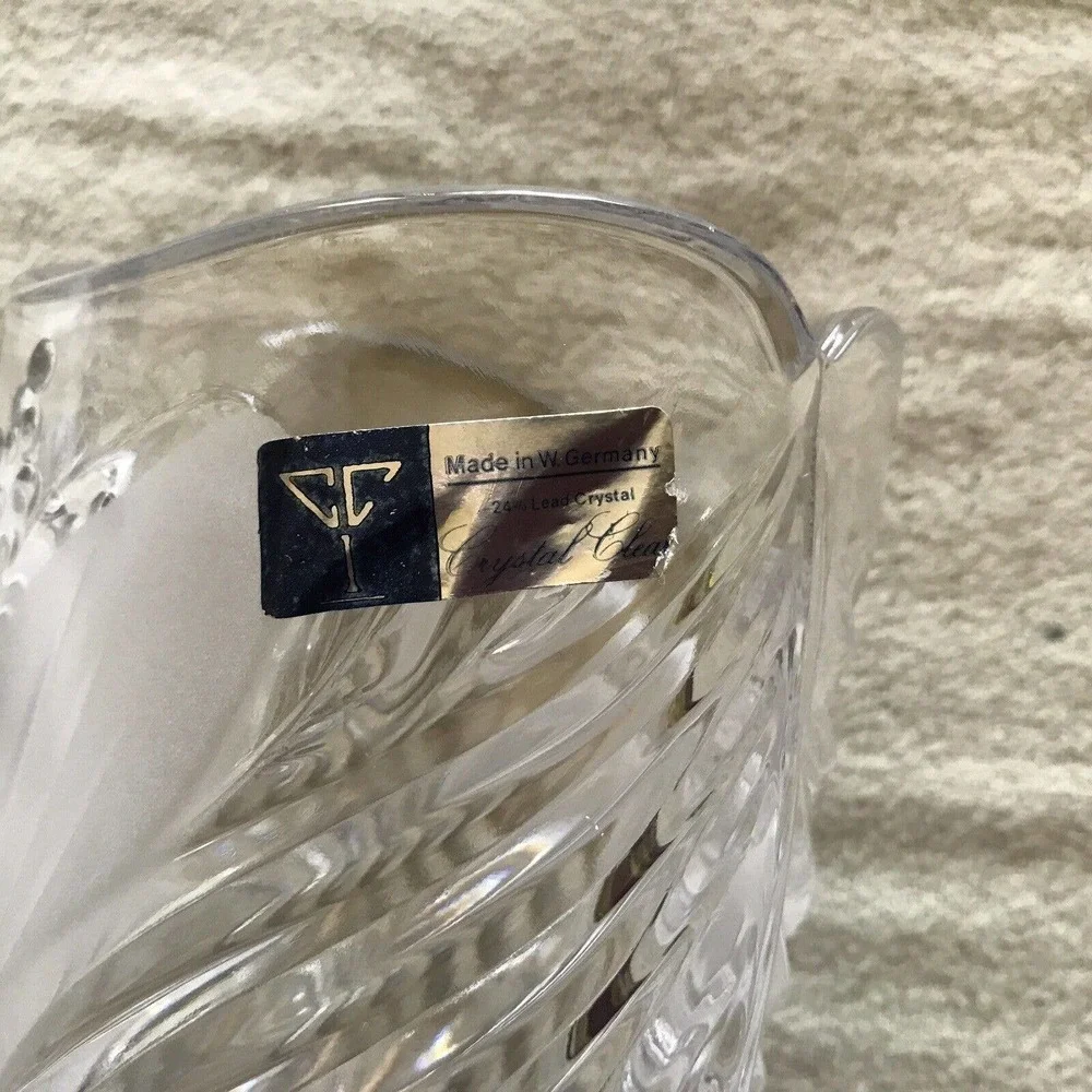 German Crystal Vase Carved Floral 6.5